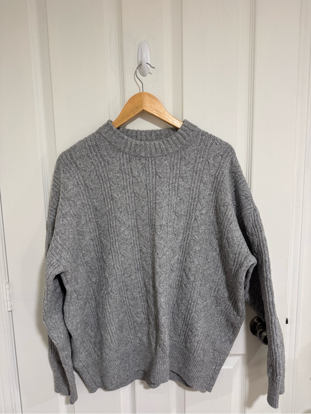 Ardene - Gray Cable Knit Crewneck Sweater